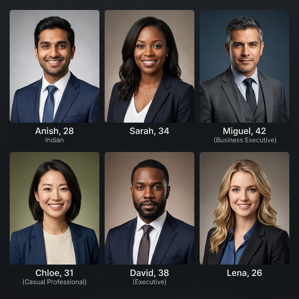 Gallery of AI-generated professional headshots